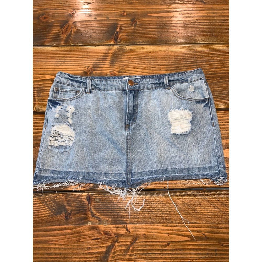Charlotte Russe Refuge Destructive Jean Skirt